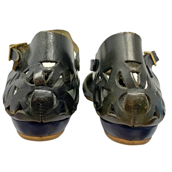 SUMMIT Italian Cutout Leather Peep Toe Mary Janes - Picture 10 of 11